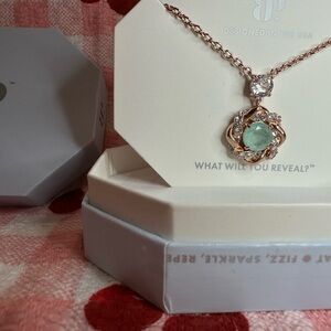 Rose Gold Necklace with Green Gemstone by JB